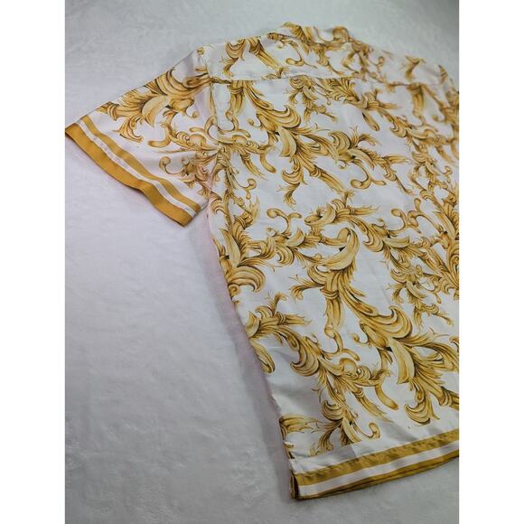 Gold Baroque Style Print Short Sleeve Sport Shirt Size 3XL by Cigar Couture - Picture 9 of 12